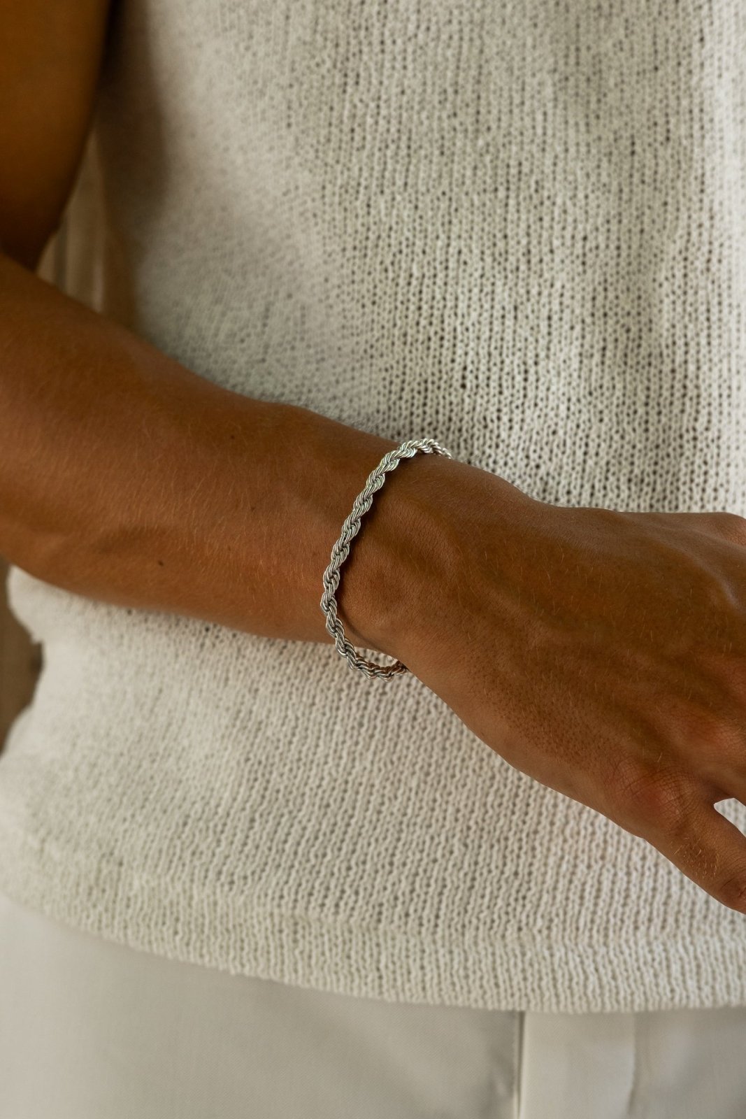 Silver-tone 5 mm rope chain bracelet, view 2 of 4