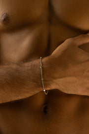 Silver-tone station chain bracelet with beads, view 4 of 6