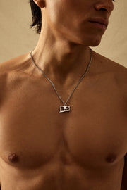 Silver-tone ski jumper pendant necklace, view 4 of 7