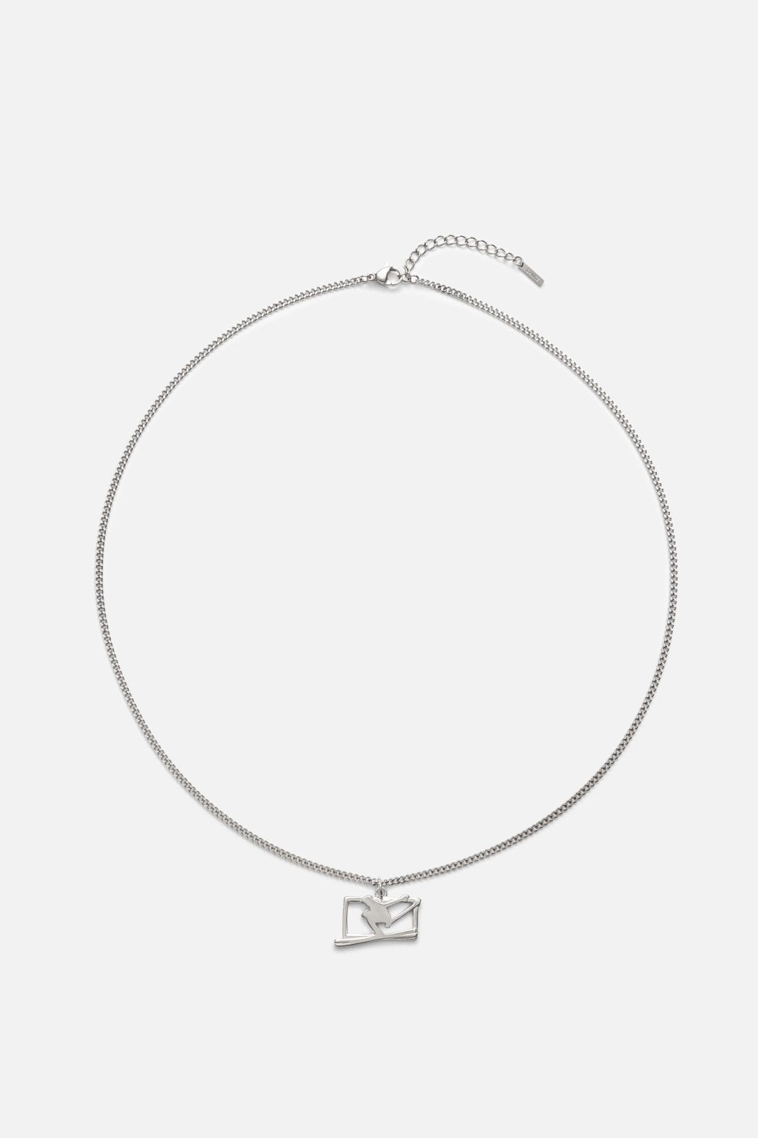 Silver-tone ski jumper pendant necklace, view 7 of 7