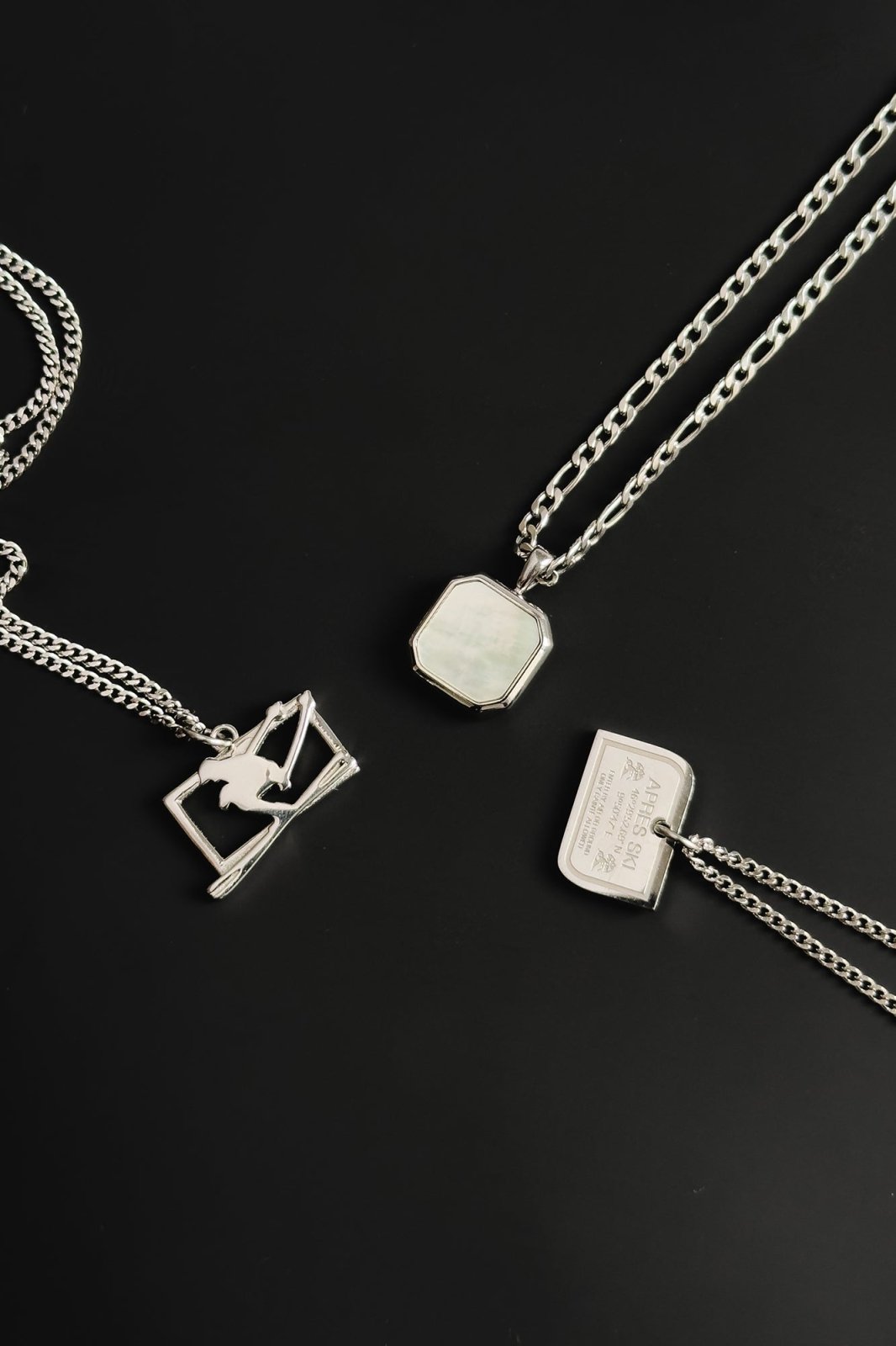 Silver-tone ski jumper pendant necklace, view 5 of 7