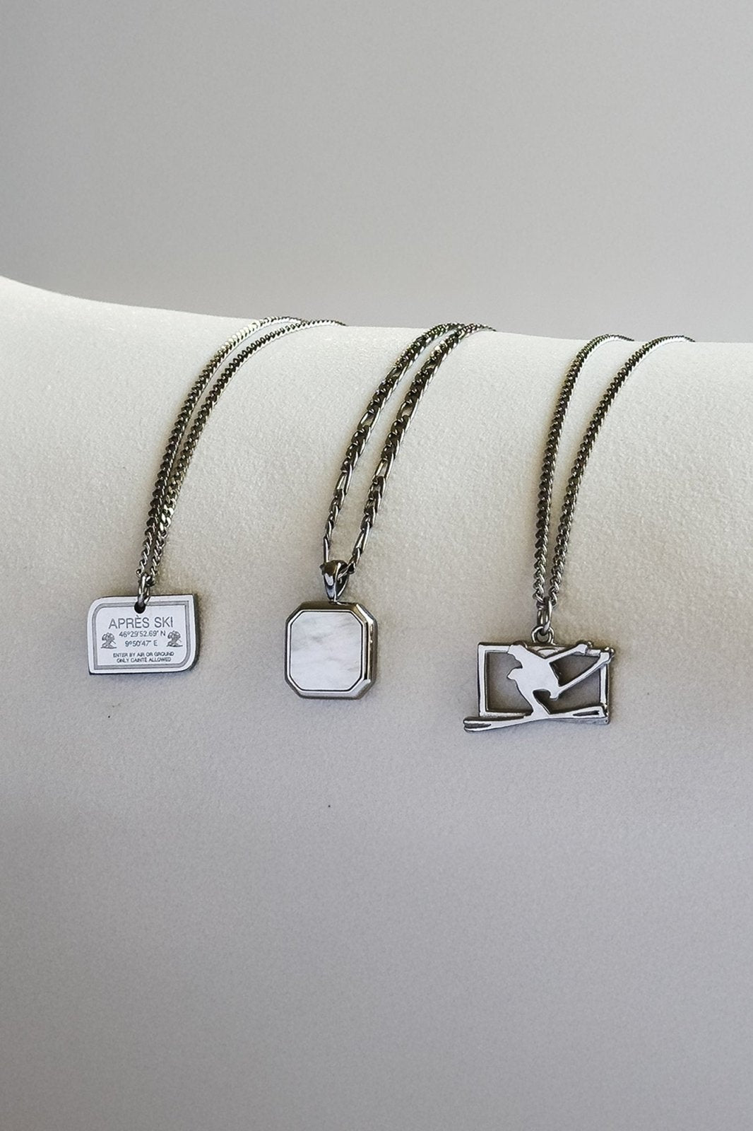 Silver-tone ski jumper pendant necklace, view 6 of 7