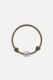 Brown cord bracelet with a white bead, view 3 of 6