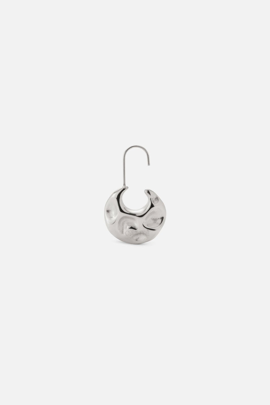 Single hammered disc drop earring on an open hook