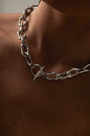 Silver-tone chunky oval link necklace, view 6 of 8