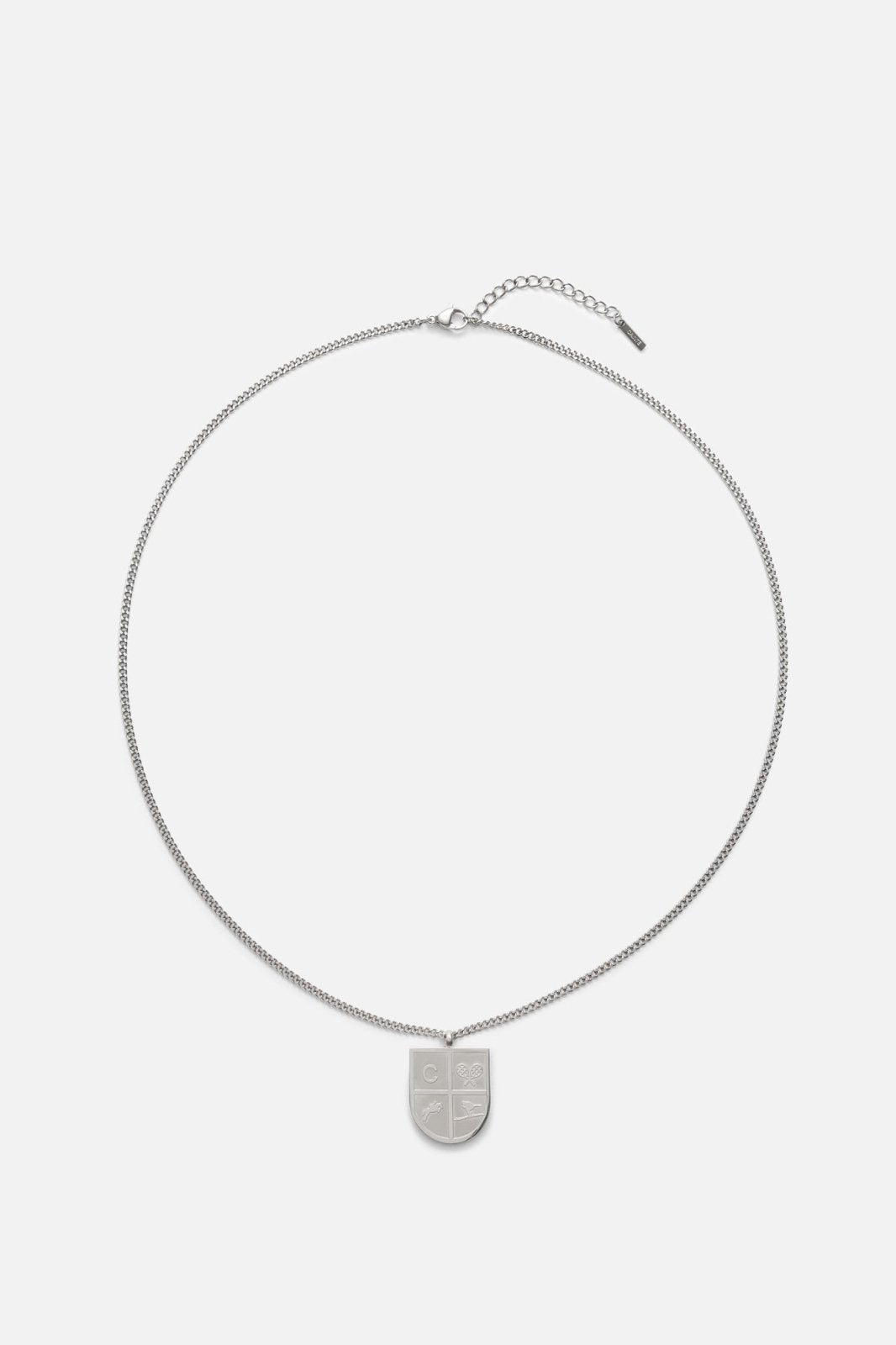 Silver-tone shield pendant necklace, view 3 of 4