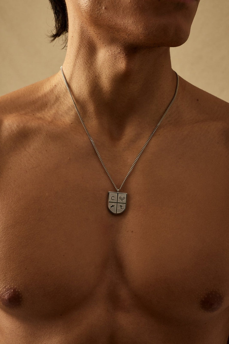 Silver-tone shield pendant necklace, view 2 of 4