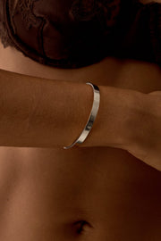 Silver-tone smooth rounded cuff, view 2 of 5