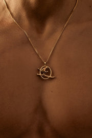 Gold-tone skier pendant necklace, view 4 of 4