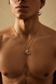 Gold-tone skier pendant necklace, view 2 of 4