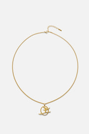 Gold-tone skier pendant necklace, view 3 of 4