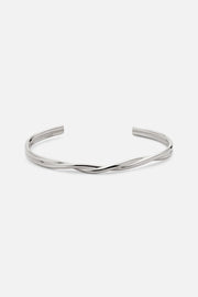 Silver-tone wavy crossover cuff, view 3 of 6