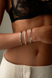 Silver-tone wavy crossover cuff, view 6 of 6