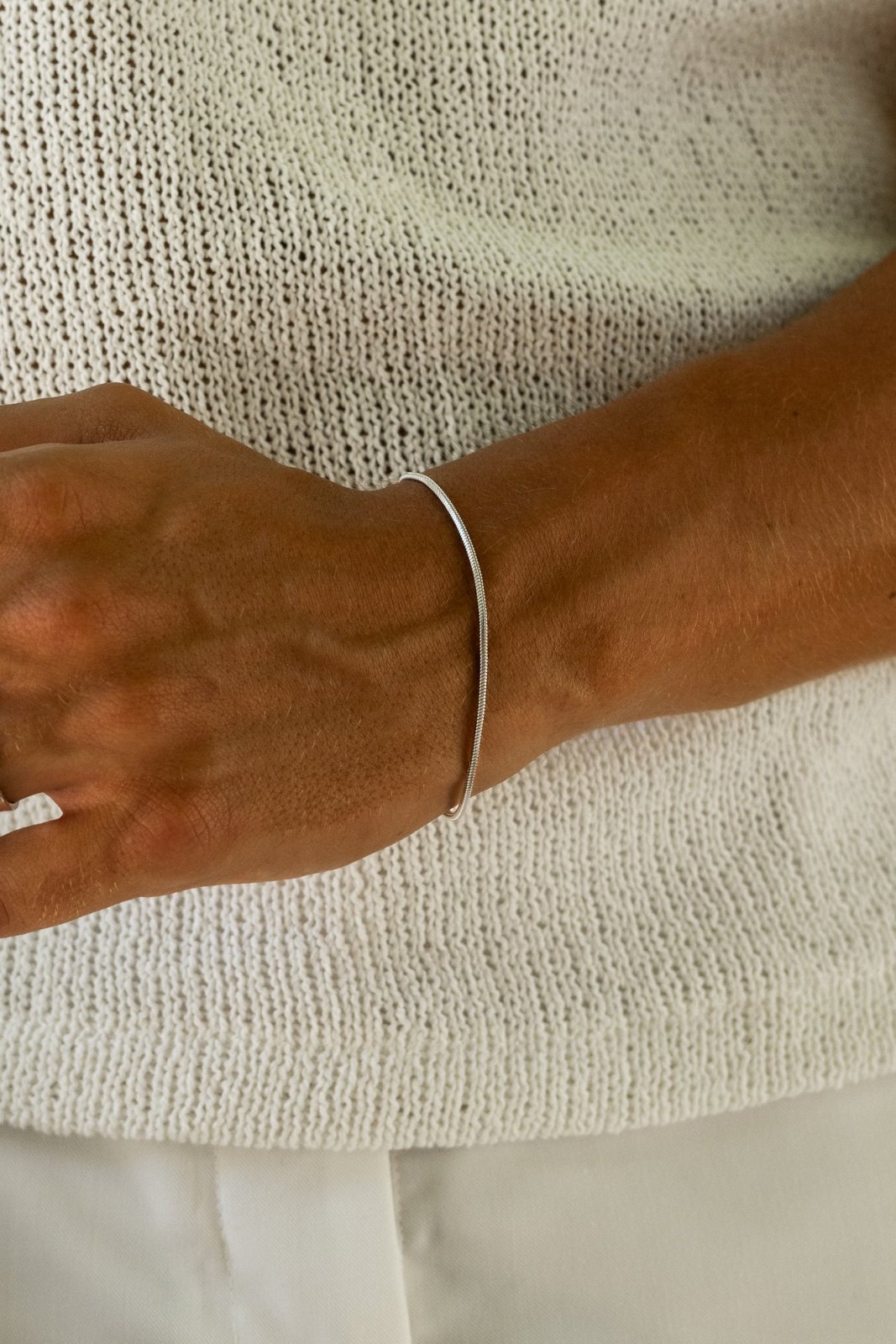 Silver-tone fine square snake chain bracelet, view 4 of 4