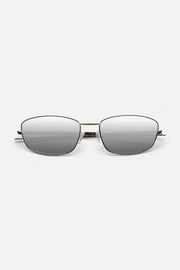 Silver-tone mirrored sunglasses, front view