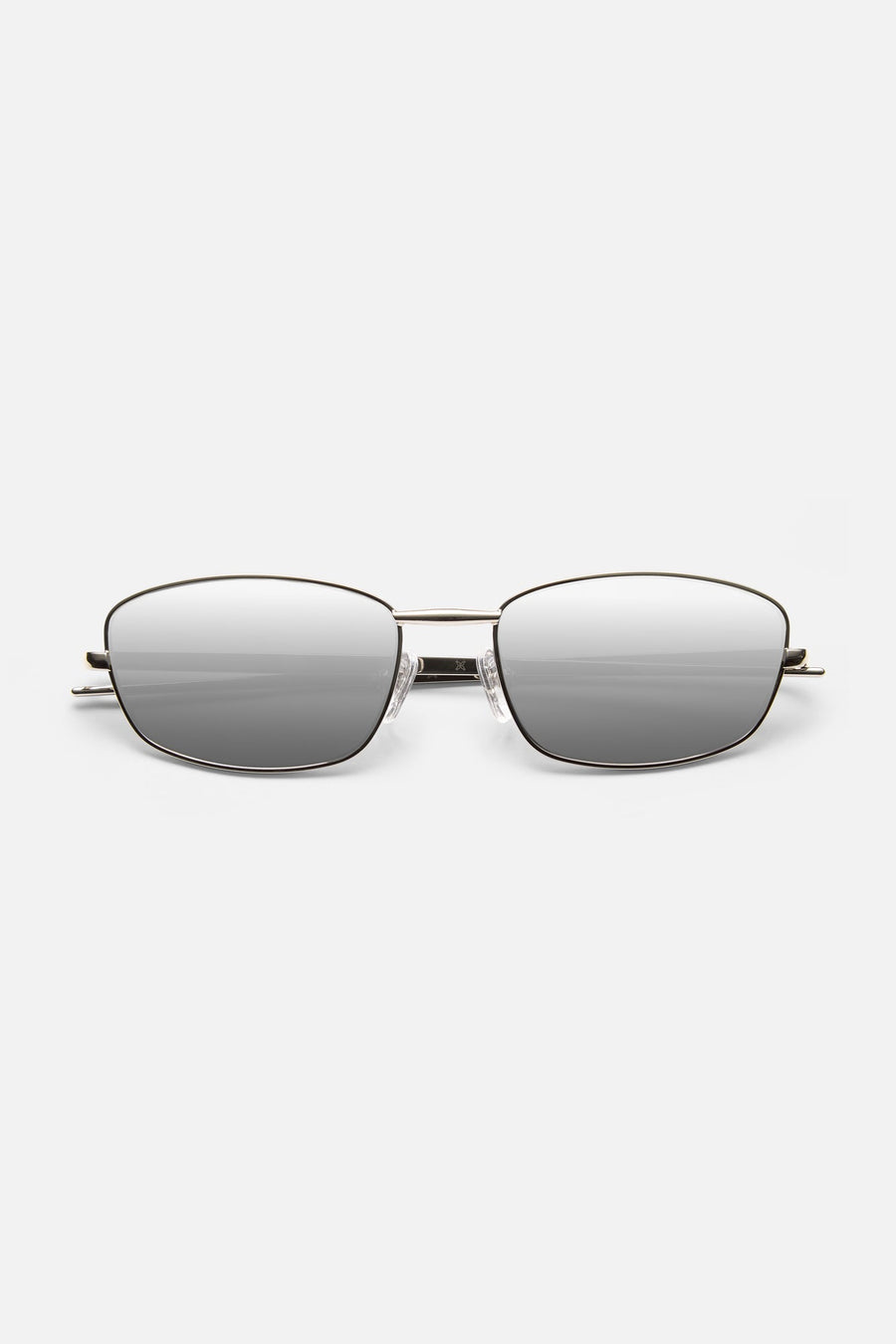 Silver-tone mirrored sunglasses, front view