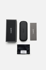 Sunglasses packaging: box, case, cloth and card
