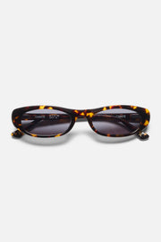 Dark tortoise slim oval sunglasses, front view