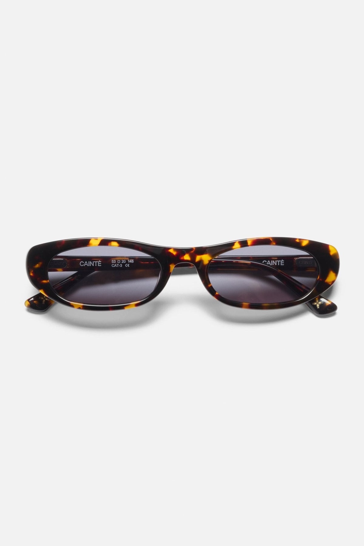 Dark tortoise slim oval sunglasses, front view