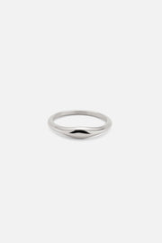 Silver-tone dome ring, front view on a light background