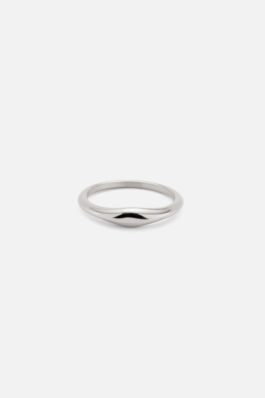 Silver-tone dome ring, front view on a light background