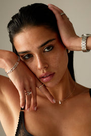 Silver-tone figaro chain bracelet, view 5 of 8