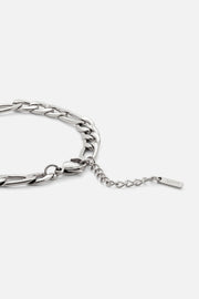 Silver-tone figaro chain bracelet, view 3 of 8