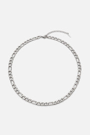 Silver-tone figaro chain necklace, relaxed style, view 3 of 7