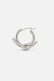 Single sculpted silver-tone hoop with a twisted wave
