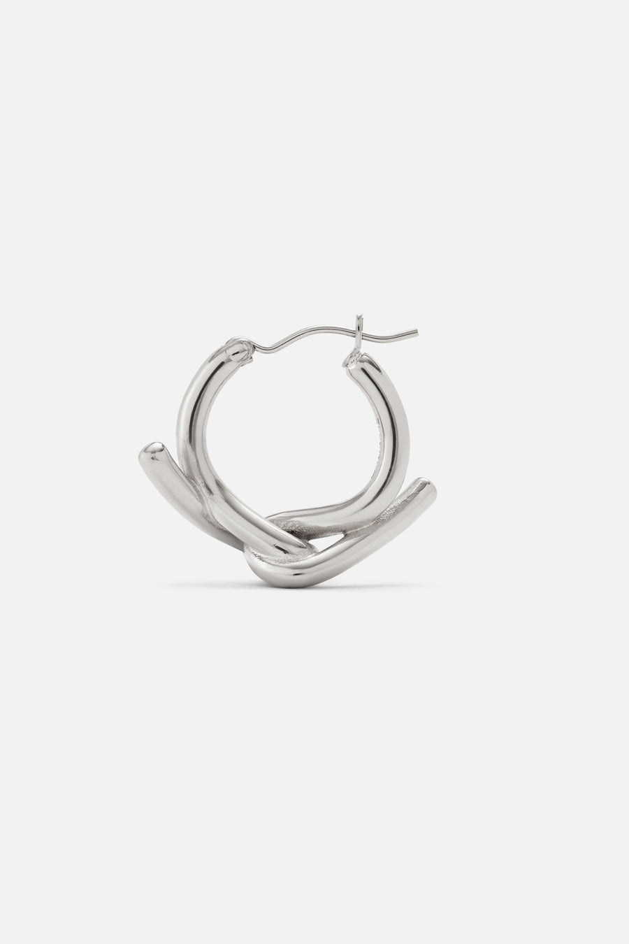 Single sculpted silver-tone hoop with a twisted wave
