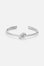 Silver-tone slim tied knot cuff bracelet, view 5 of 5