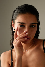 Model wearing the knot ring, close portrait