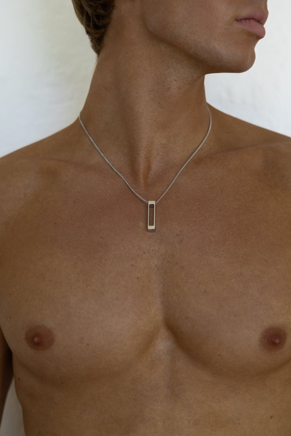 Silver-tone vertical bar pendant necklace, view 2 of 6