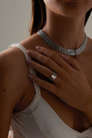 Silver-tone chunky chain link ring, view 6 of 8