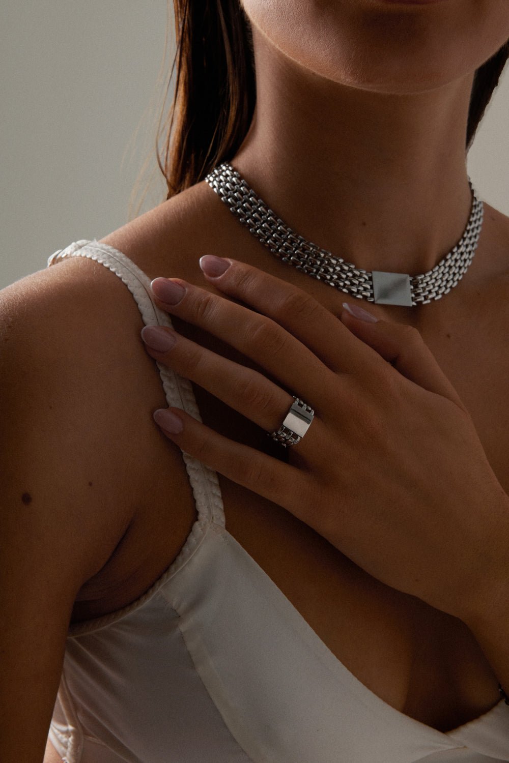 Silver-tone chunky chain link ring, view 6 of 8