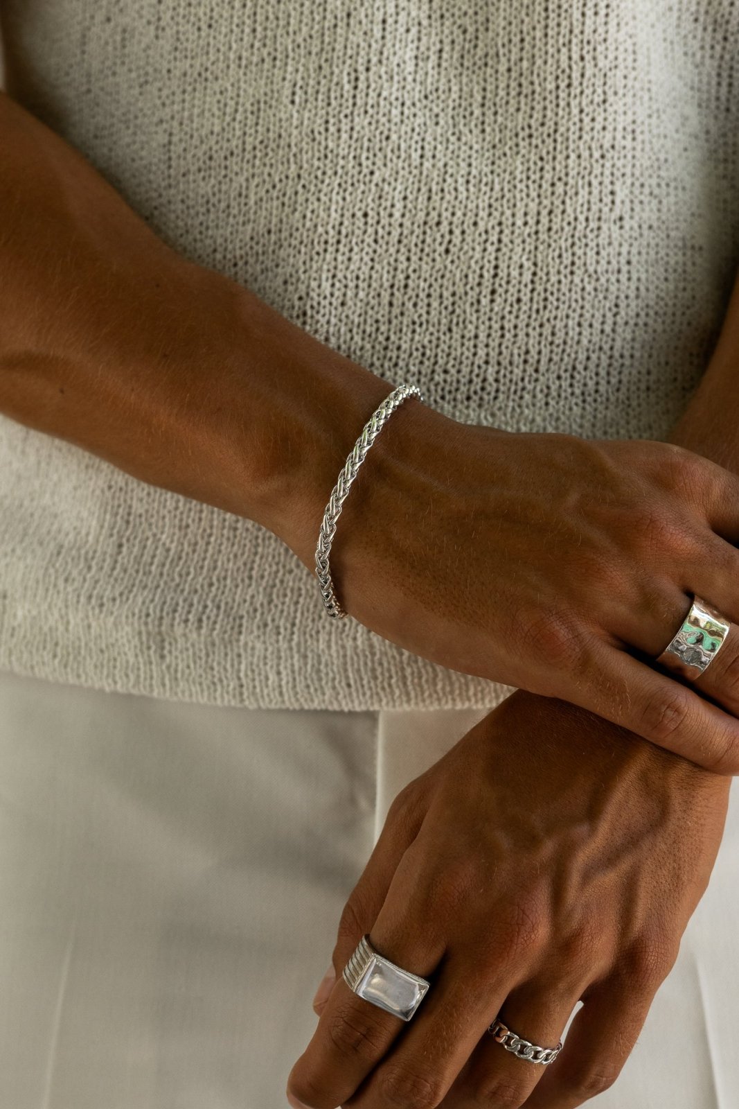 Silver-tone 5 mm wheat chain bracelet, view 4 of 4