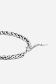 Silver-tone 5 mm wheat chain bracelet, view 3 of 4